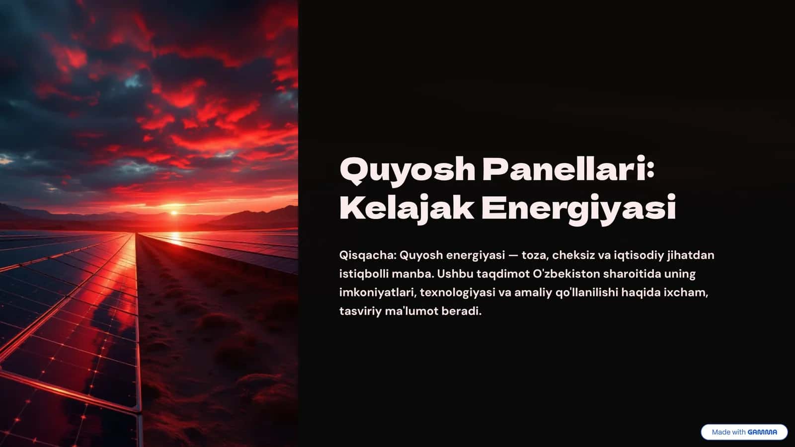 Quyosh Panellari: Kelajak Energiyasi 1