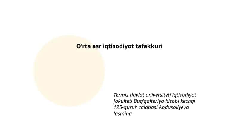 Oʻrta asr iqtisodiyot tafakkuri 1