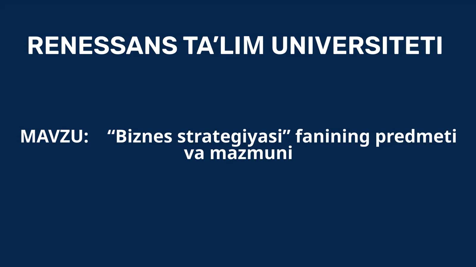 Biznes Strategiyasi 1