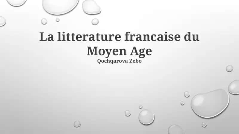 La litterature francaise du Moyen Age 1