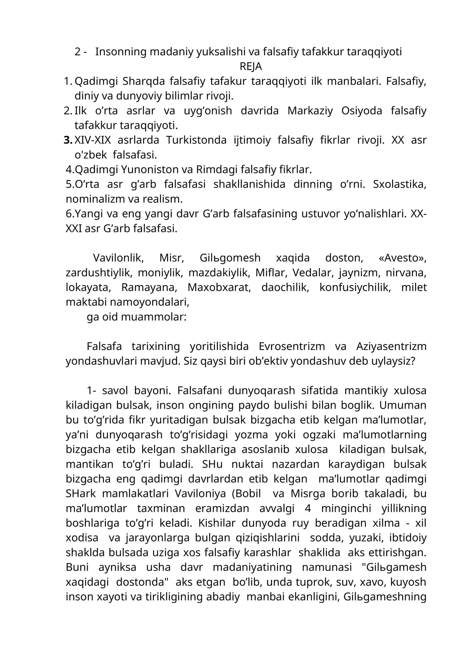 Insonning madaniy yuksalishi va falsafiy tafakkur taraqqiyoti 1