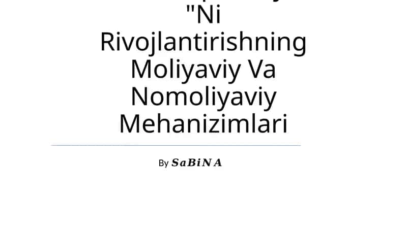 Yashil Iqtisodiyot "Ni Rivojlantirishning Moliyaviy Va Nomoliyaviy Mehanizimlari 1