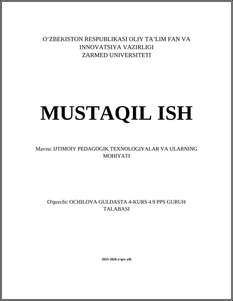 Ijtimoiy Pedagogik Texnologiyalar 1