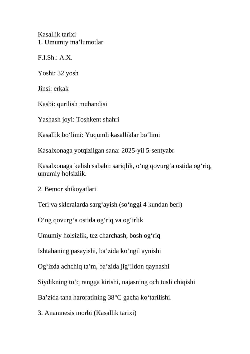 Gepatit B kasallik tarixi 1