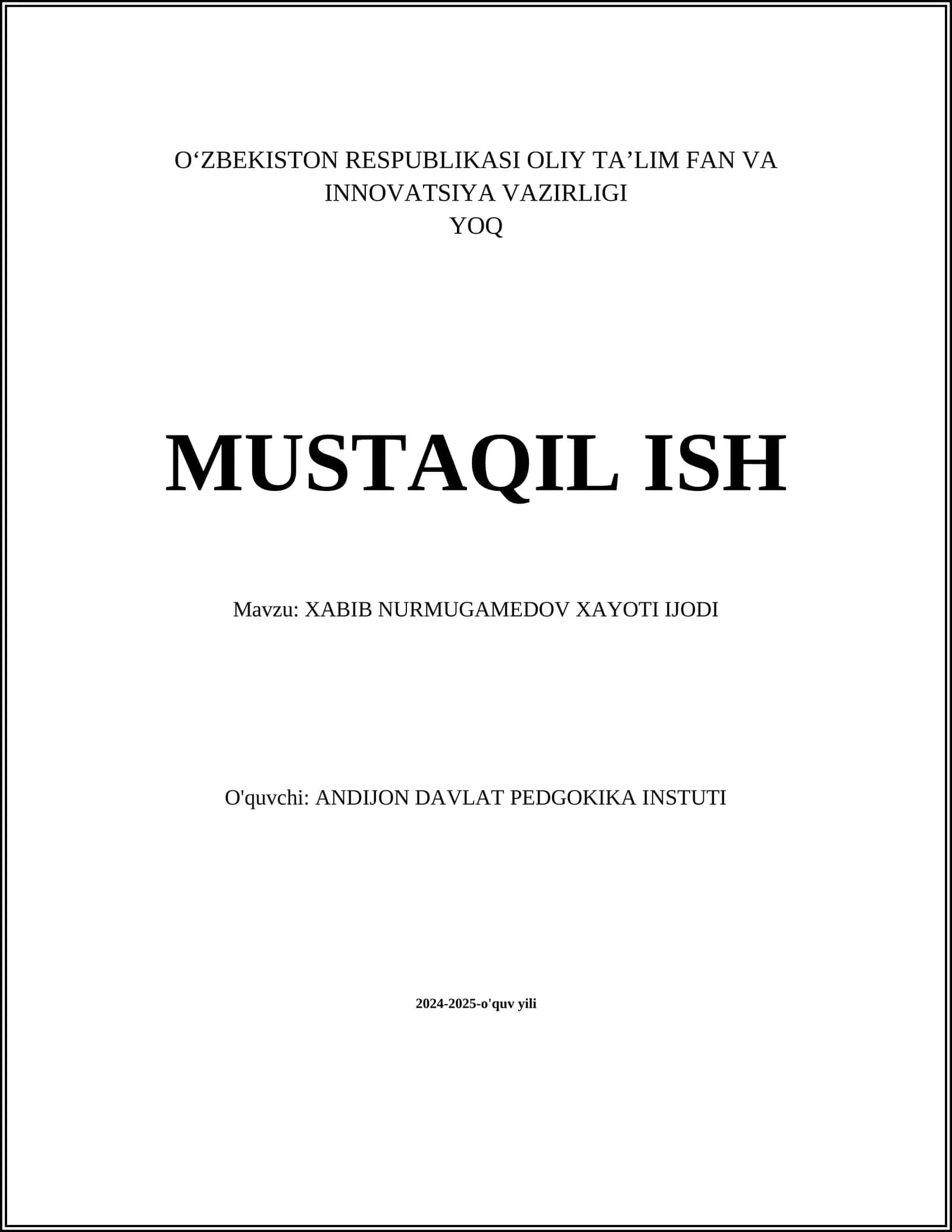 XABIB NURMUGAMEDOV XAYOTI IJODI 1