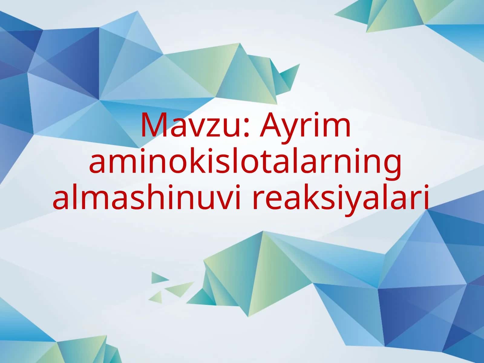Ayrima minokislotalarning almashinuvir eaksiyalari 1
