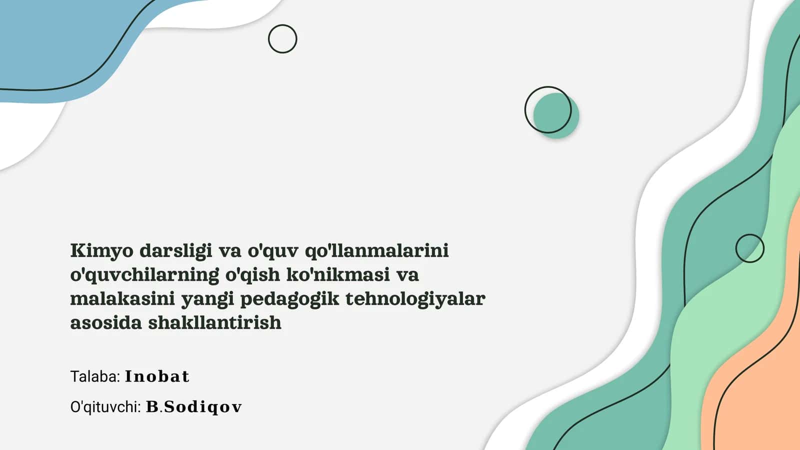 Kimyo darsligi va o'quv qo'llanmalarini o'quvchilarning o'qish ko'nikmasi va malakasini yangi pedagogik tehnologiyalar asosida shakllantirish 1