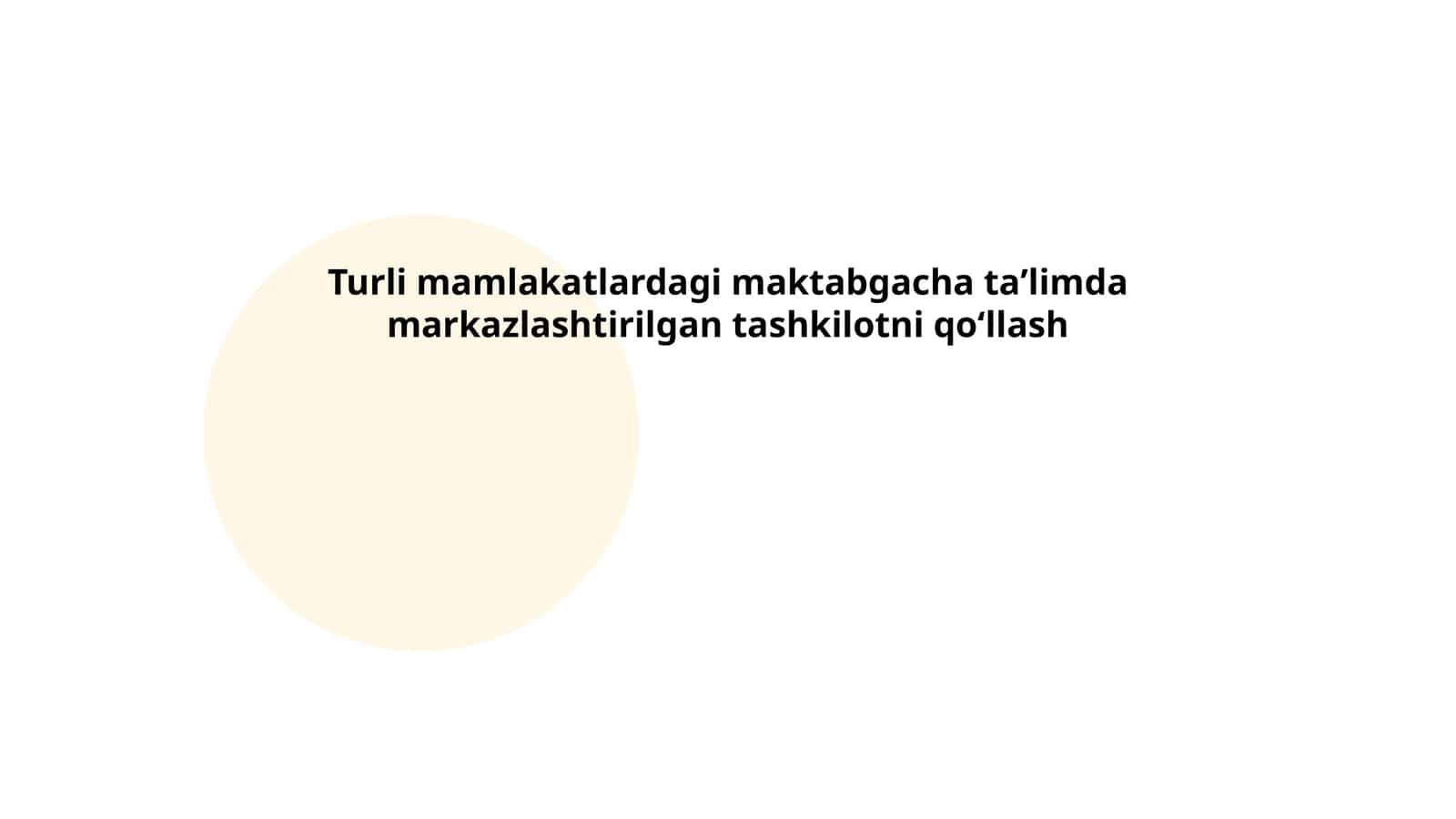 Turli mamlakatlardagi maktabgacha taʼlimda markazlashtirilgan tashkilotni qoʻllash 1
