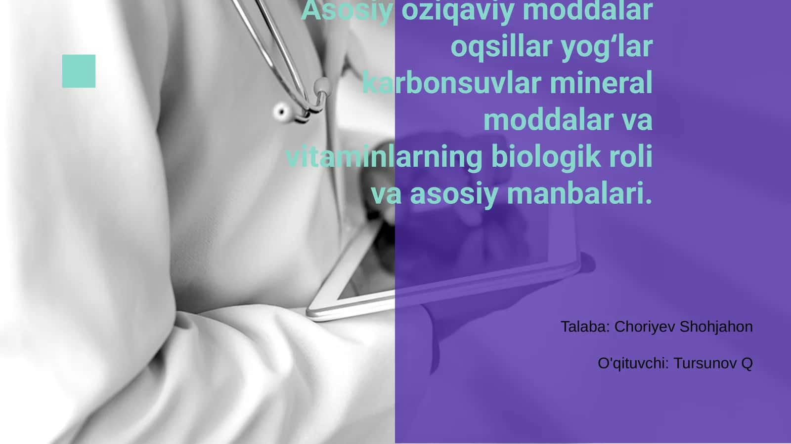 Oziqaviy moddalar va ularning turlari 1