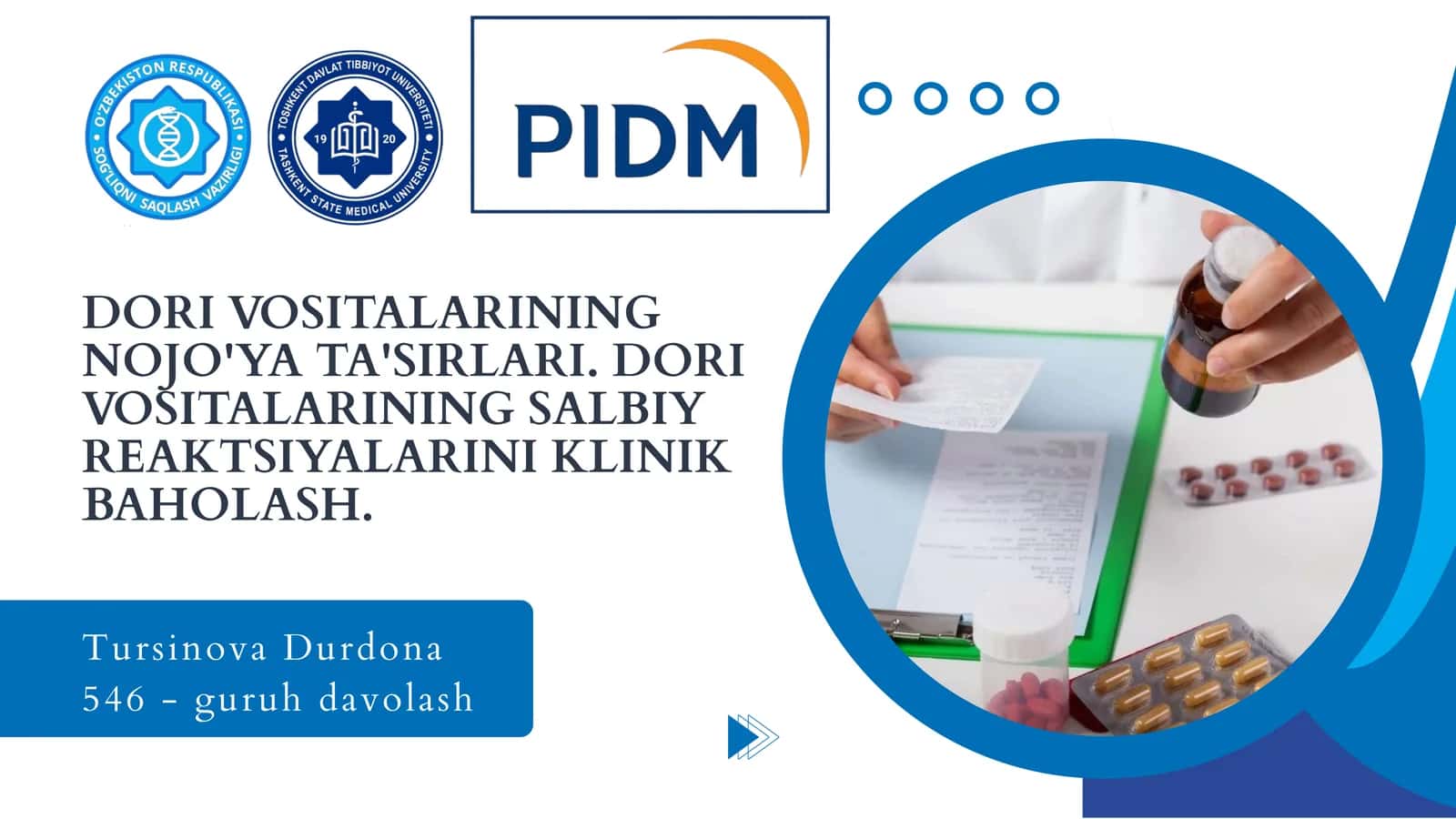 DORI VOSITALARINING NOJO'YA TA'SIRLARI. DORI VOSITALARINING SALBIY REAKTSIYALARINI KLINIK BAHOLASH 1