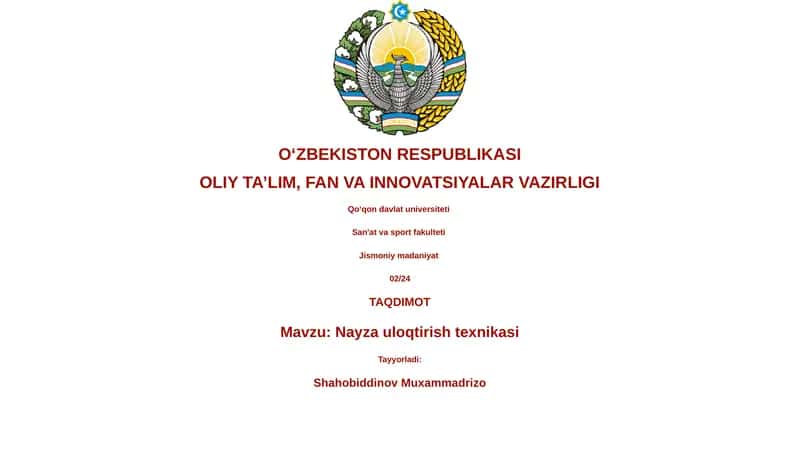 Nayza uloqtirish texnikasi 1