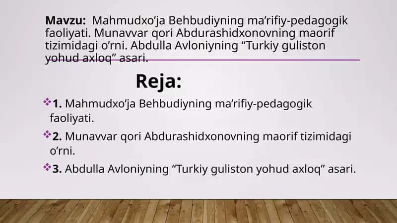 Mahmudxo’ja Behbudiyning ma’rifiy-pedagogik faoliyati. 1