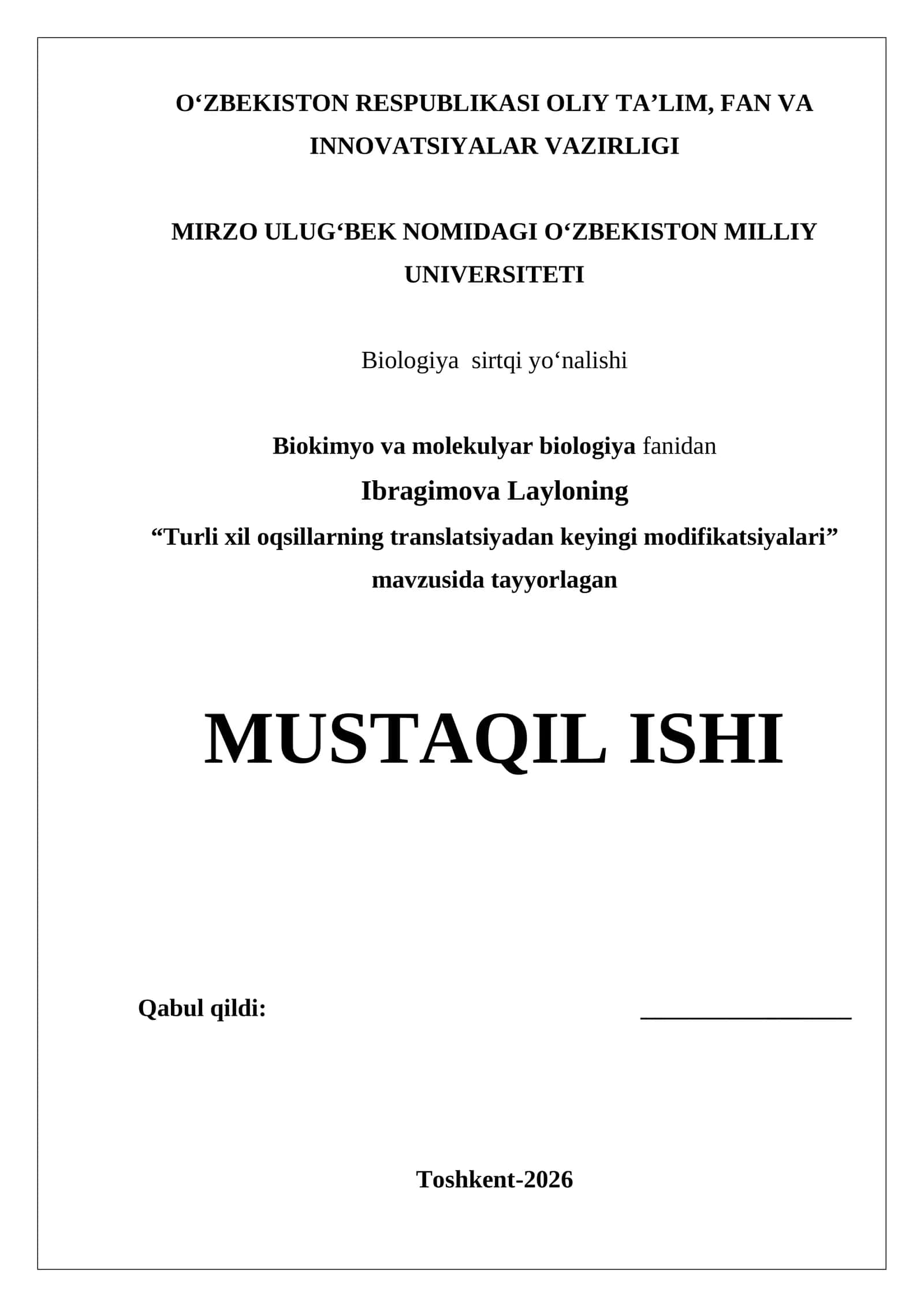 Turli xil oqsillarning translatsiyadan keyingi modifikatsiyalari 1