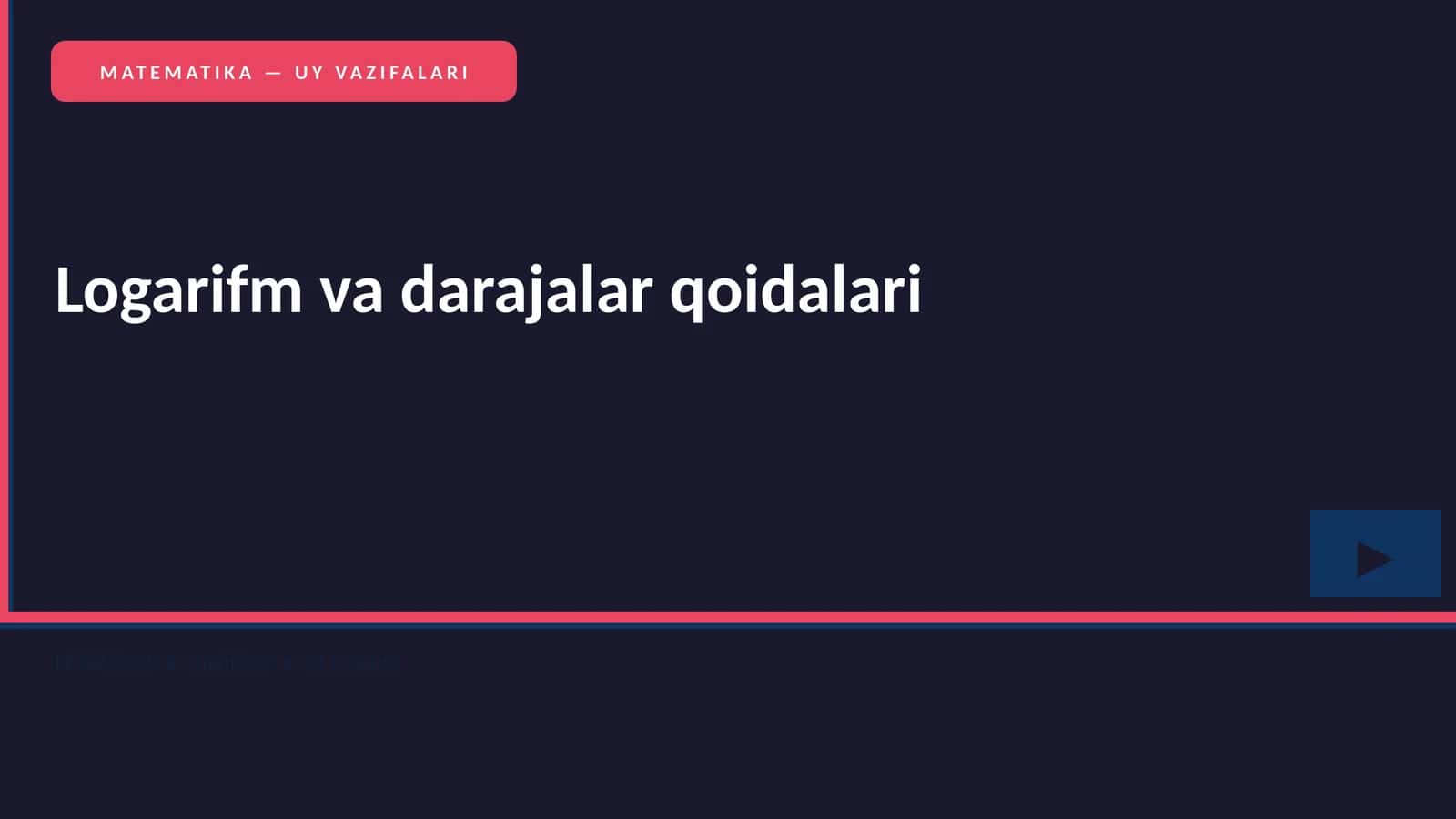 MATEMATIKA — UY VAZIFALARI 1