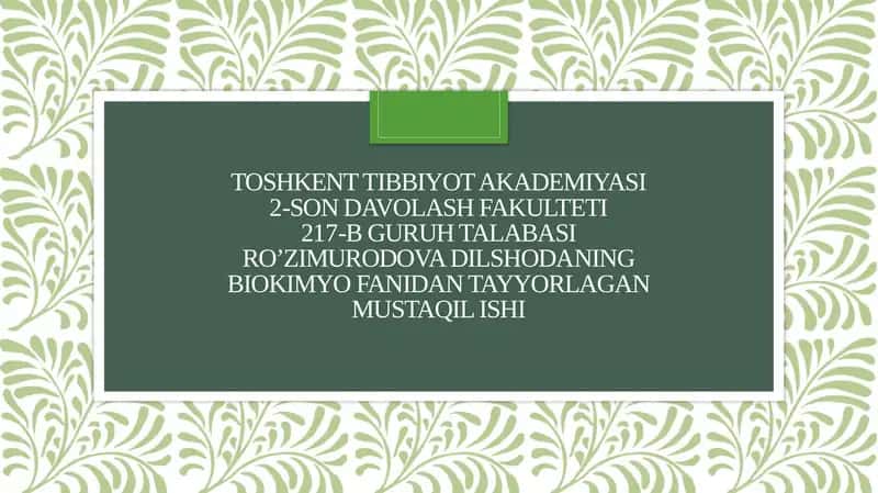 Surunkali gepatitlar. Xolesistitlarda yog'lar hazmlanishi buzilishi (steatoreya) 1