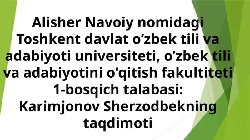 Karimjonov Sherzodbekning taqdimoti 1