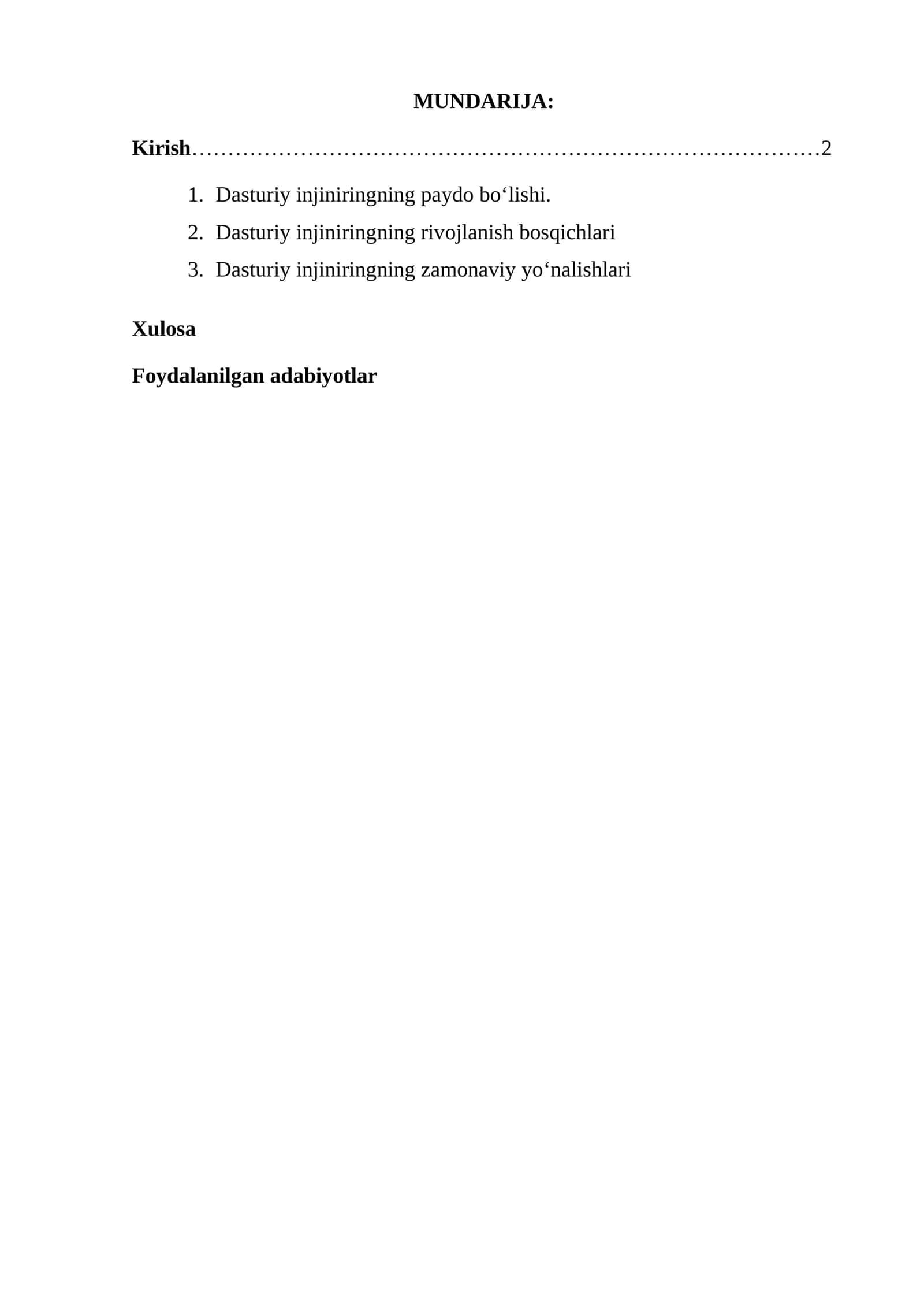 Dasturiy injiniringning paydo bo`lishi va rivojlanishi 1