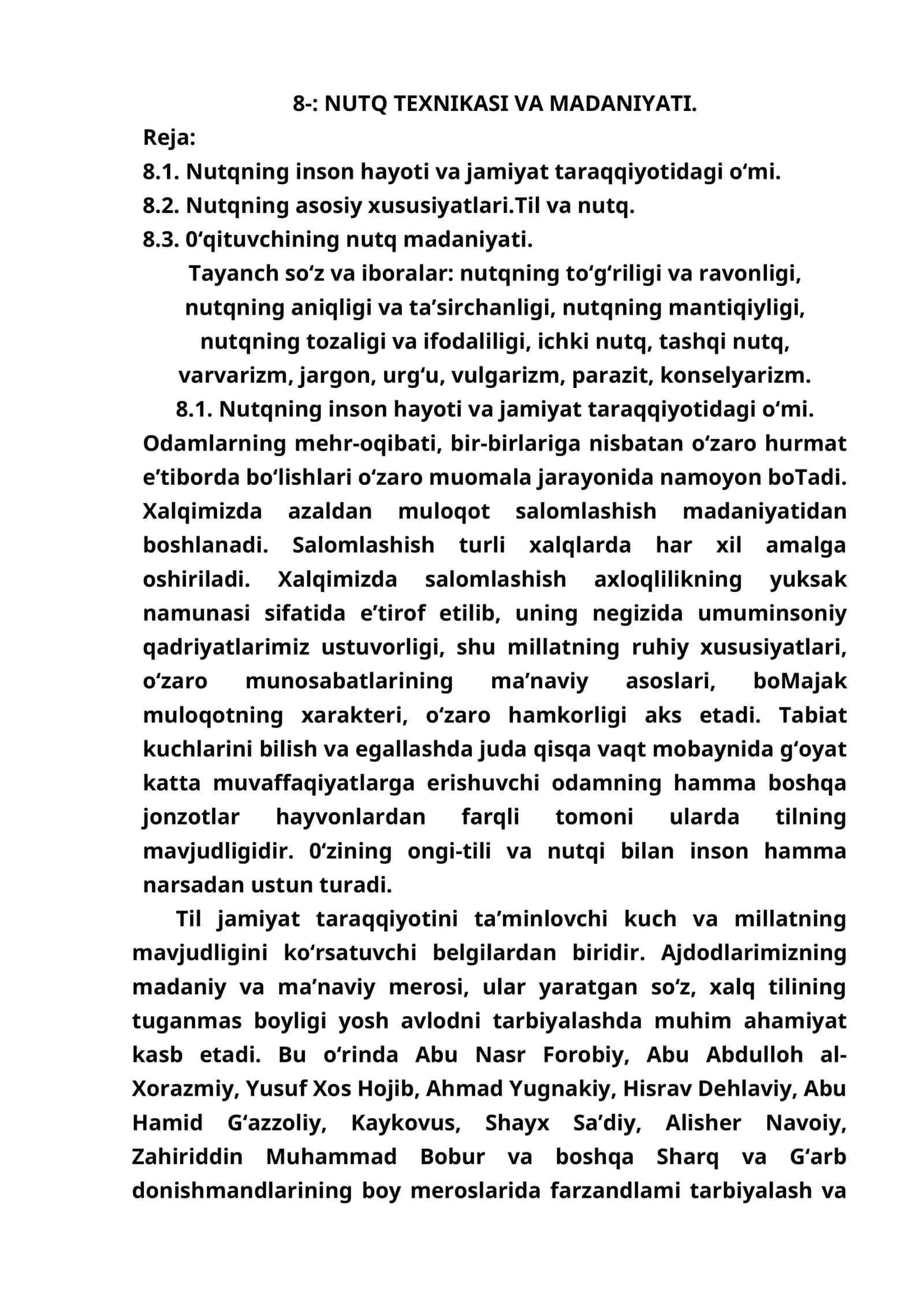 NUTQ TEXNIKASI VA MADANIYATI 1