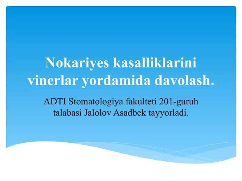 Nokariyes kasalliklarini vinerlar yordamida davolash. 1