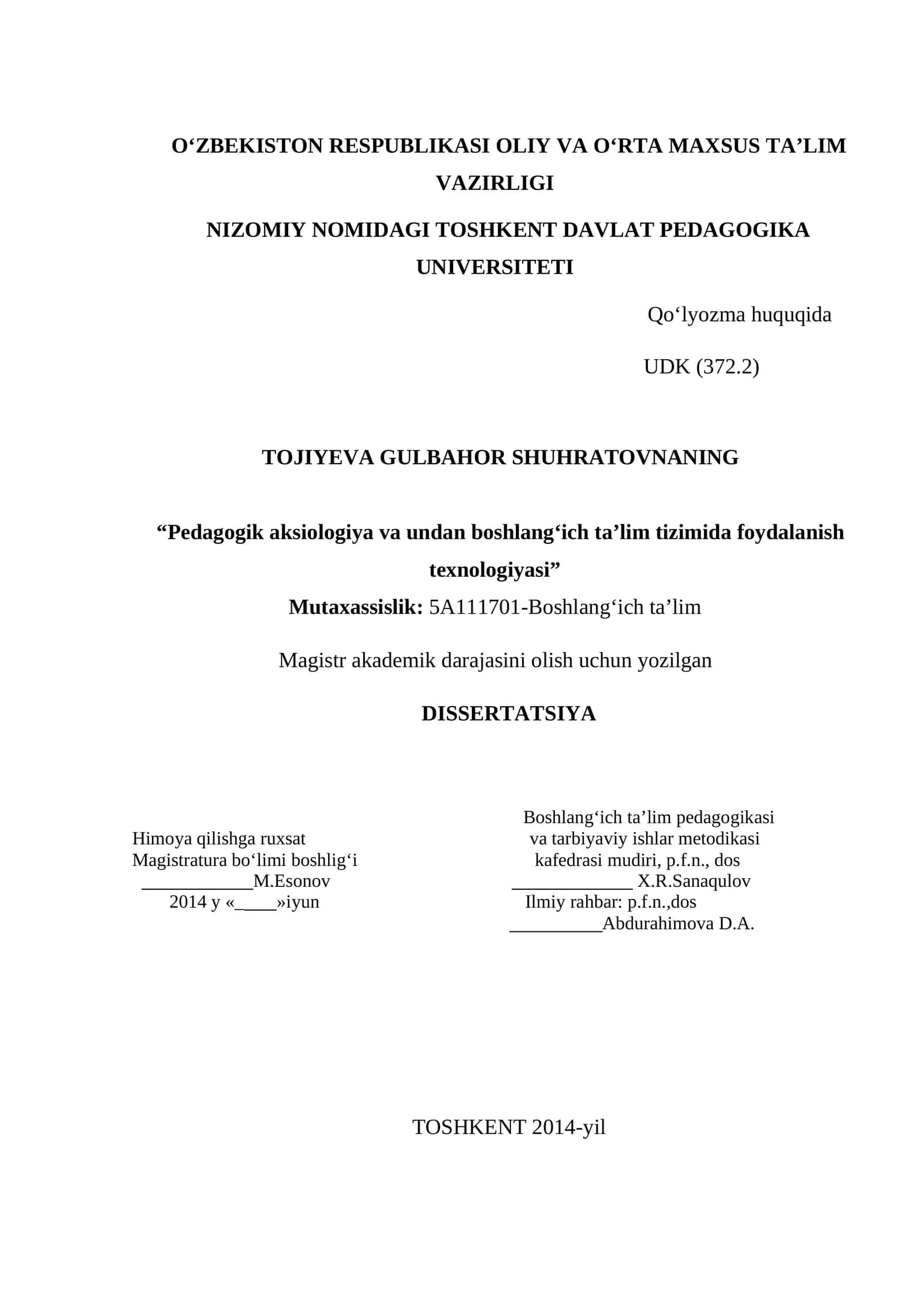 Pedagogik aksiologiya va undan boshlang‘ich ta’lim tizimida foydalanish texnologiyasi 1