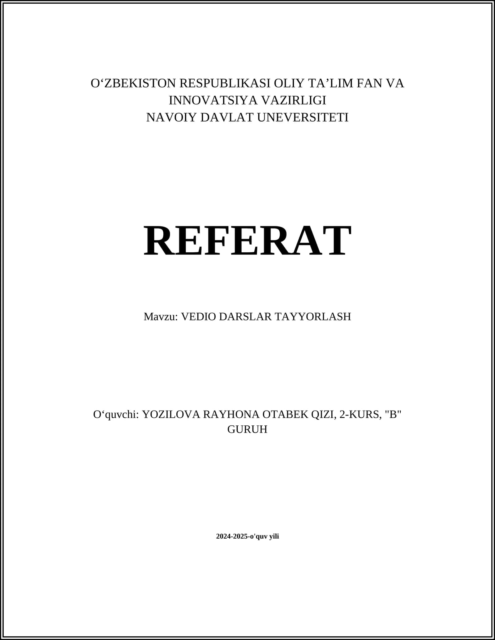 VEDIOTASVIRLASH ASOSLARI 1