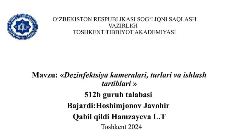 Dezinfektsiya kameralari, turlari va ishlash tartiblari 1