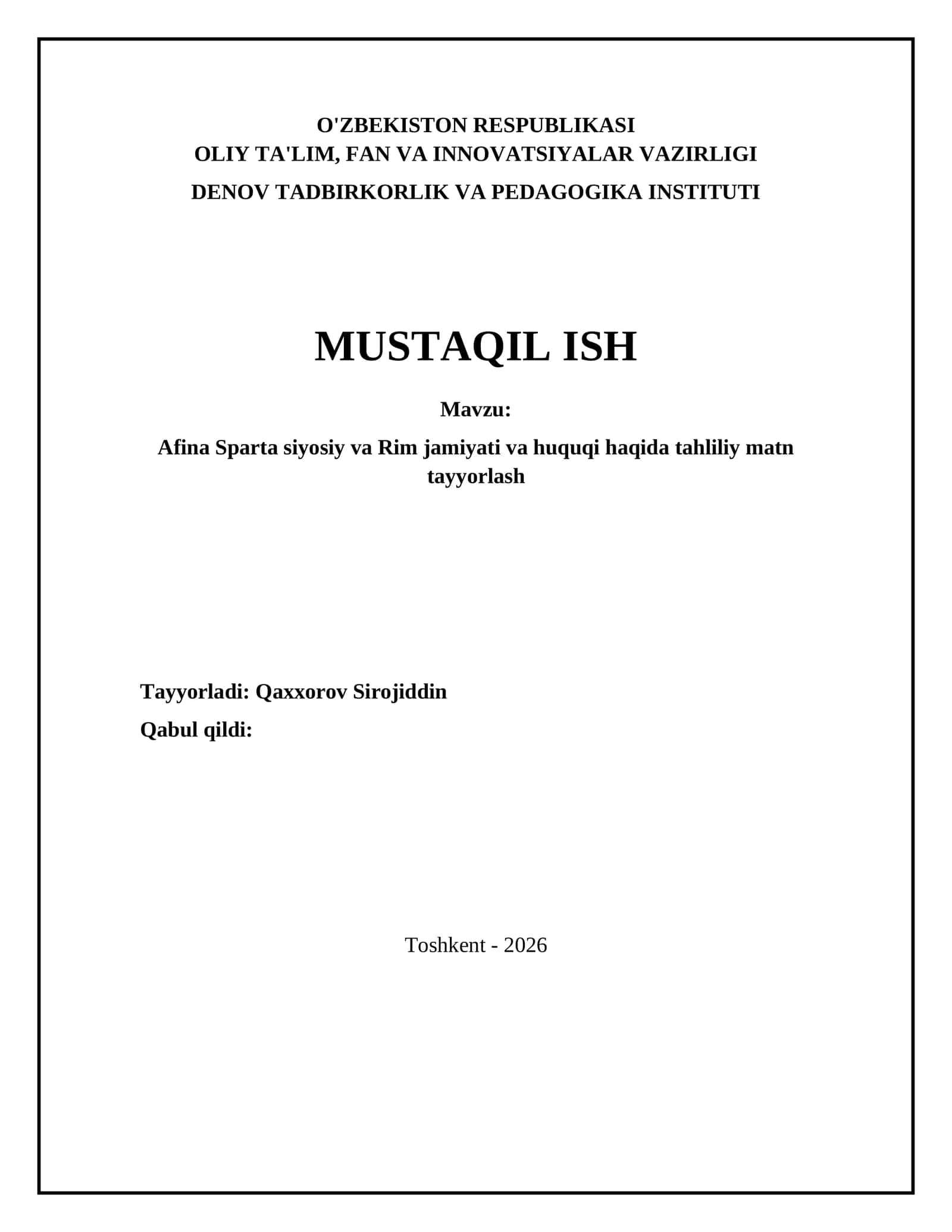 Afina Sparta siyosiy va Rim jamiyati va huquqi haqida tahliliy matn tayyorlash 1