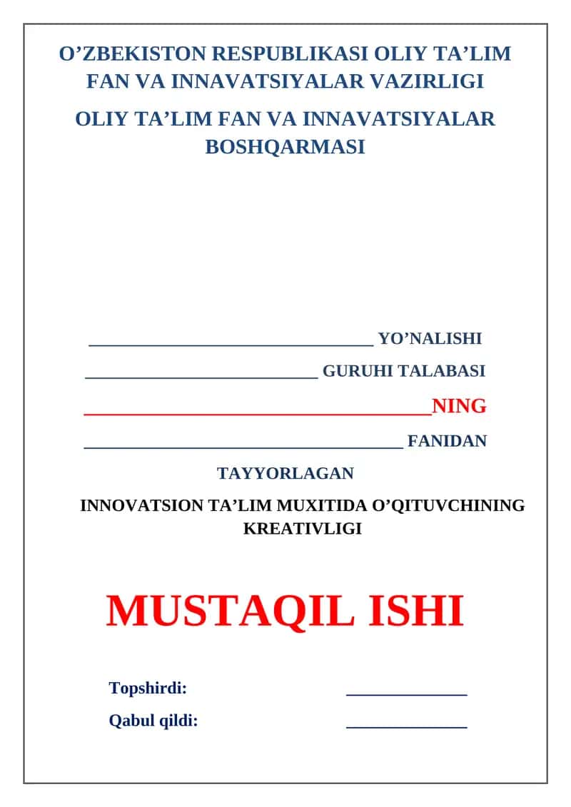 Innovatsion ta’lim muhitida o’qituvchining kreativligi 1