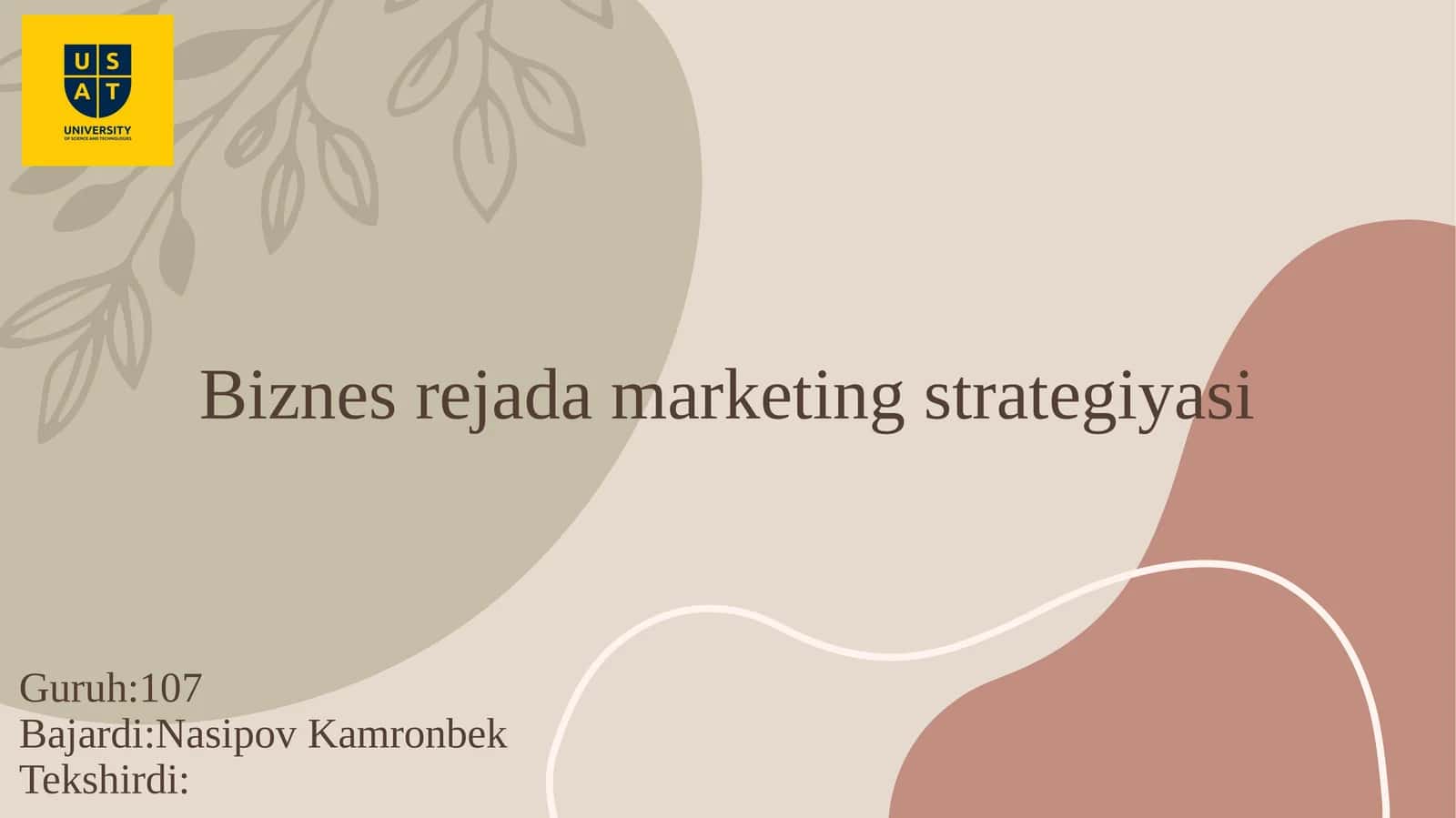 Biznes rejada marketing strategiyasi 1