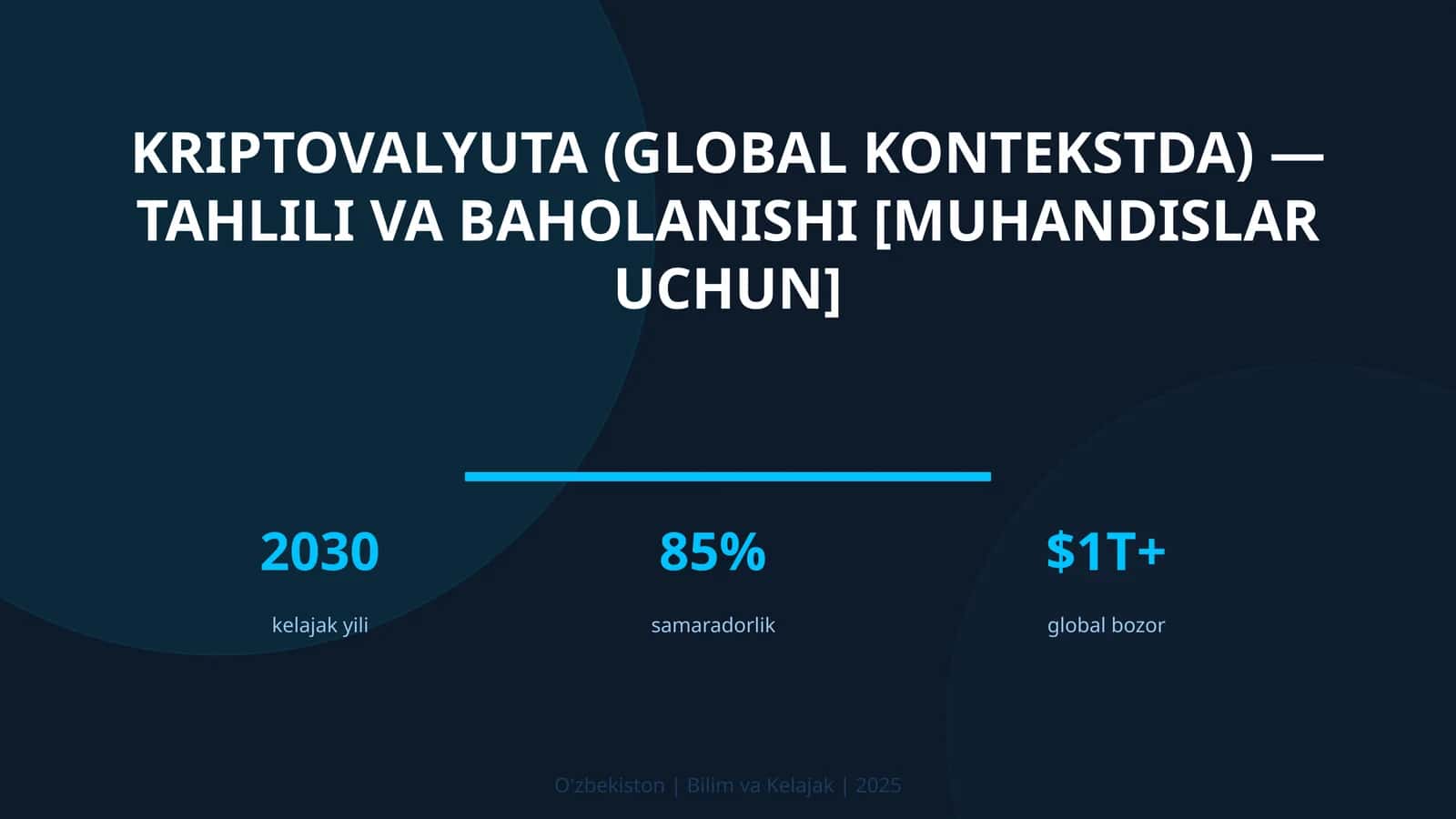 KRIPTOVALYUTA (GLOBAL KONTEKSTDA) — TAHLILI VA BAHOLANISHI [MUHANDISLAR UCHUN] 1