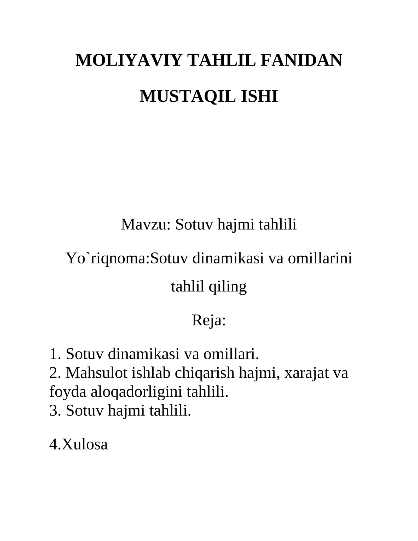 Sotuv hajmi tahlili 1