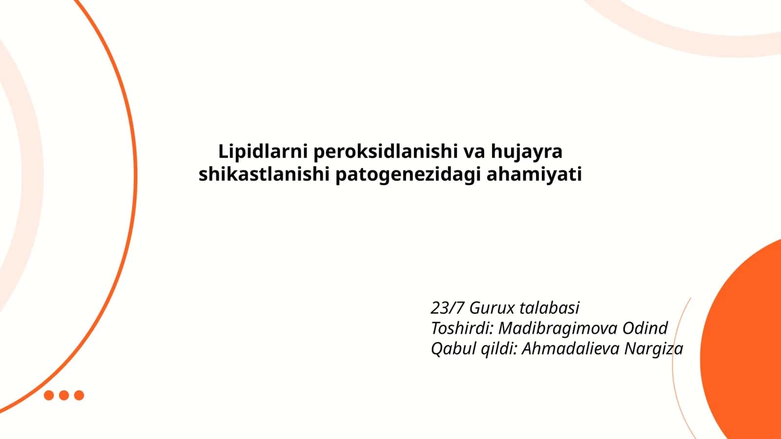 Lipidlarni peroksidlanishi va hujayra shikastlanishi patogenezidagi ahamiyati 1