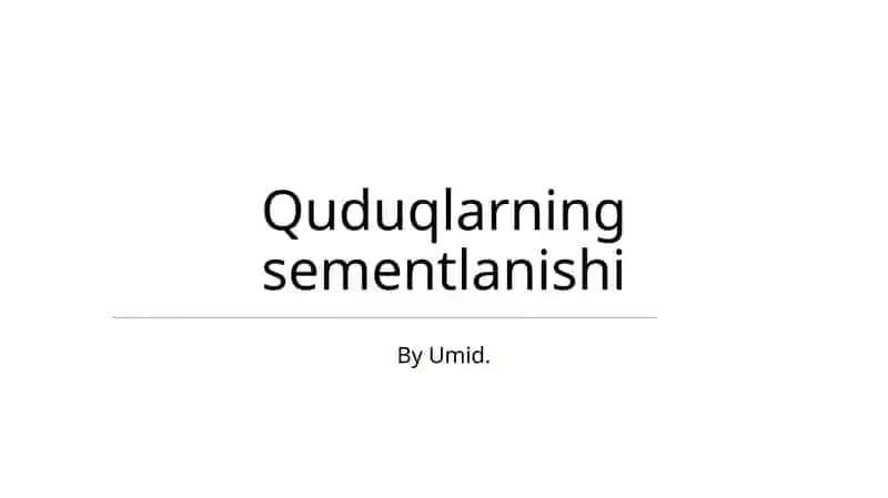Quduqlarning sementlanishi