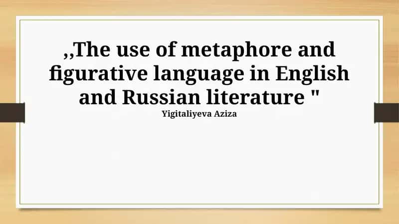 Metaphor in English and Russian Literature 1