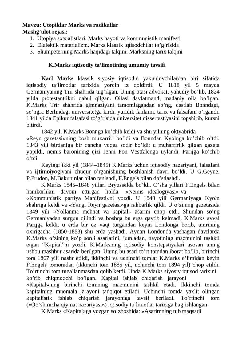 Utopiklar Marks va radikallar 1