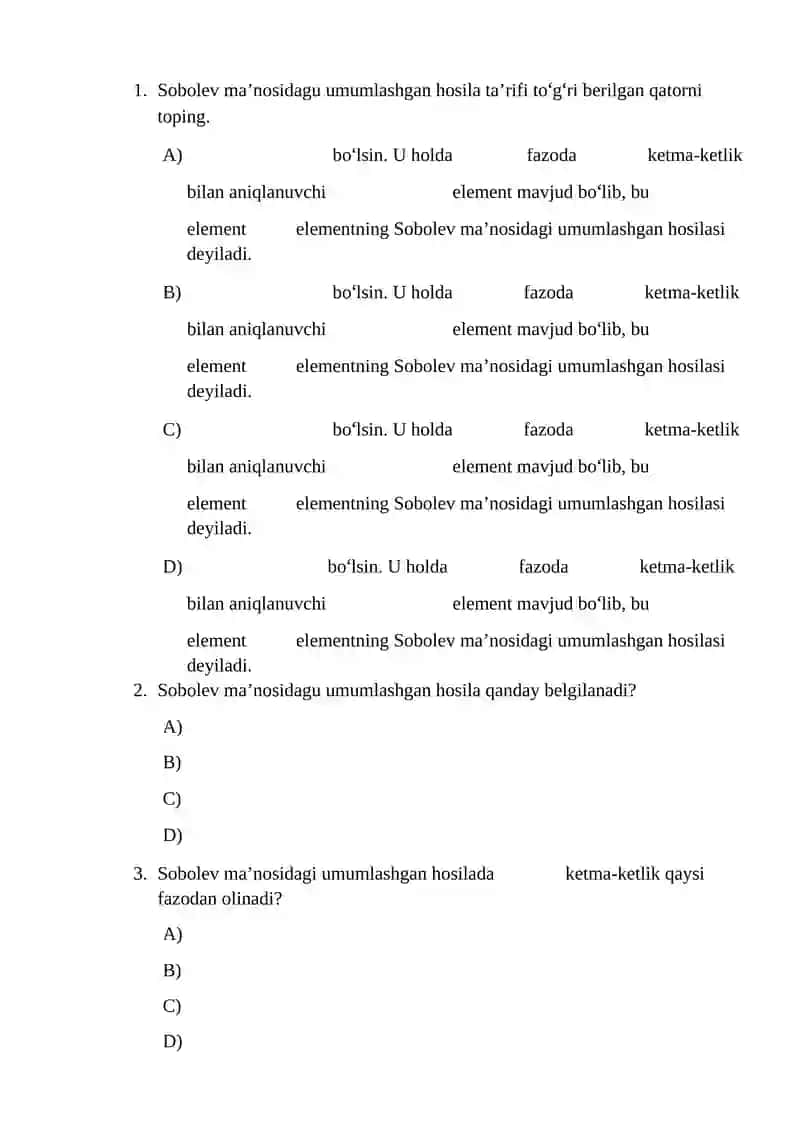 Sobolev manosidagi umumlashgan hosila 1