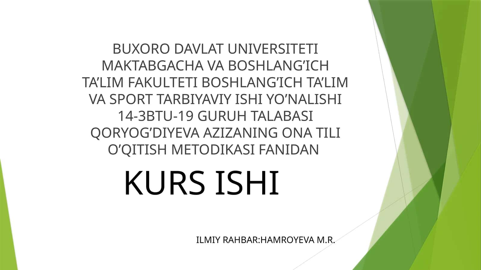 QORYOG’DIYEVA AZIZANING ONA TILI O’QITISH METODIKASI 1