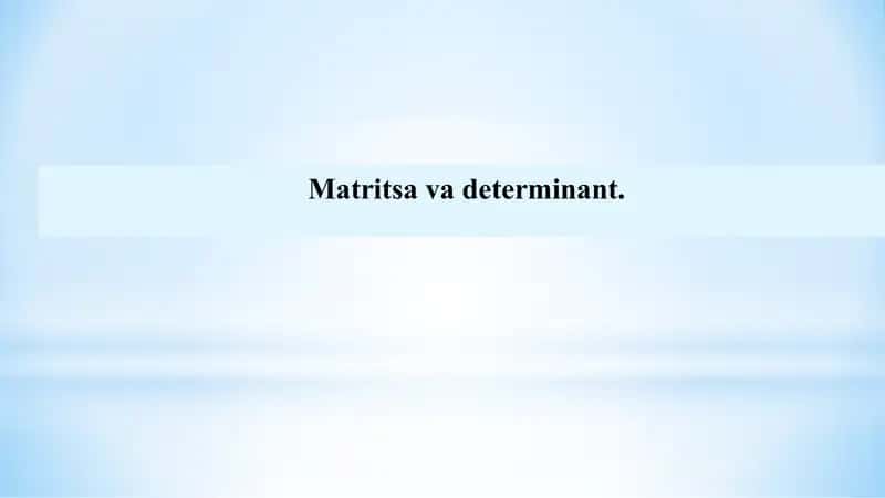 Matritsa va determinant 1