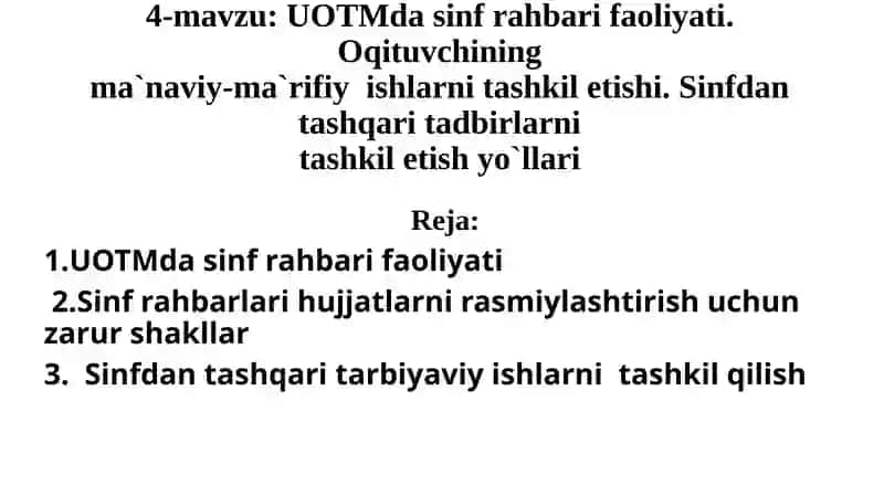 UOTMda sinf rahbari faoliyati 1