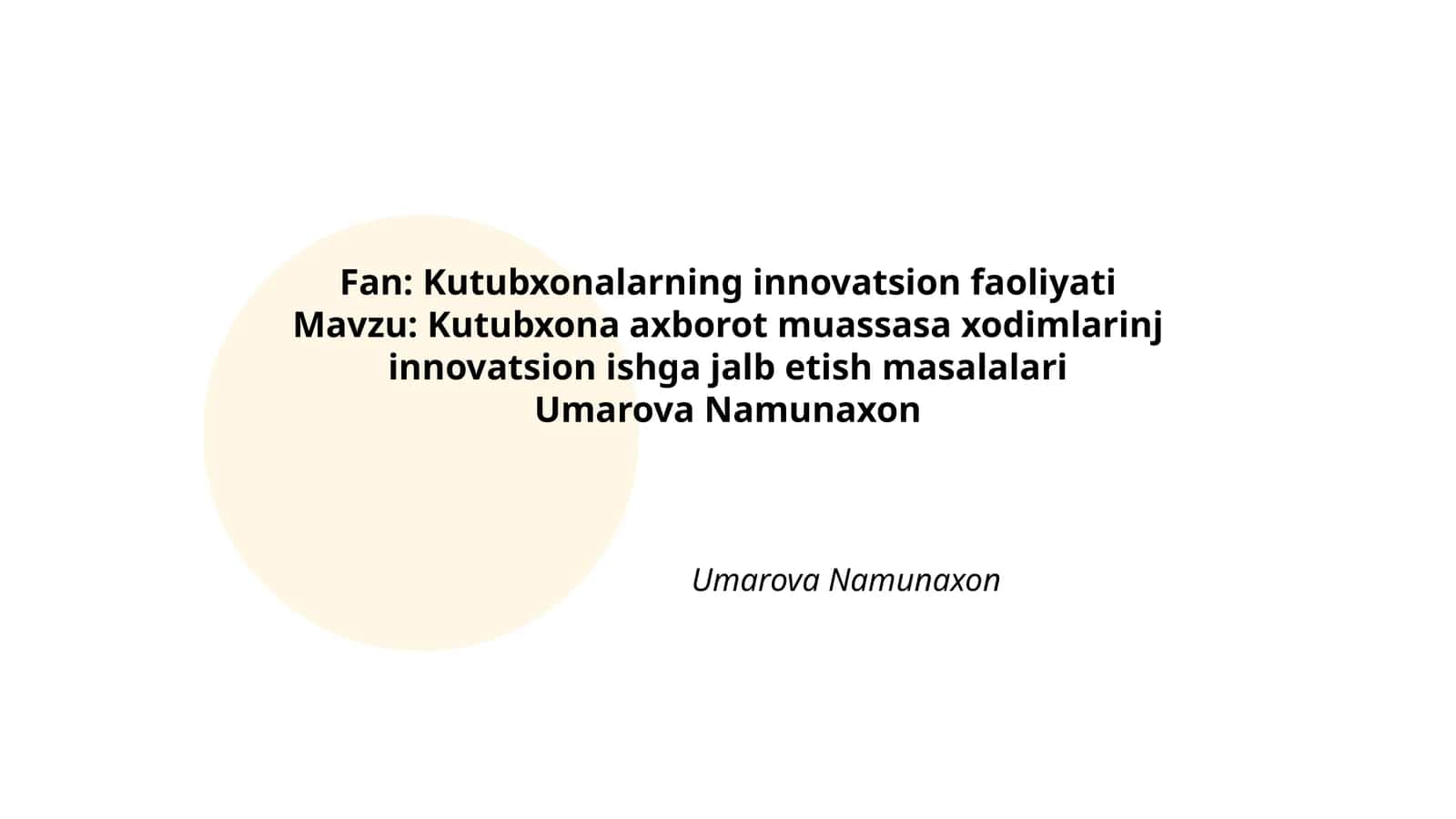 Kutubxonalarning innovatsion faoliyati 1