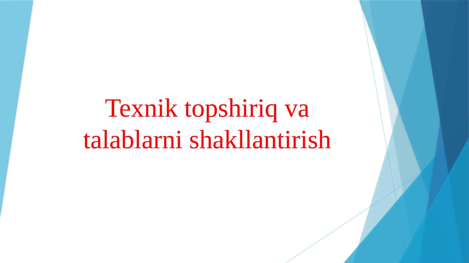 Texnik topshiriq va talablarni shakllantirish 1