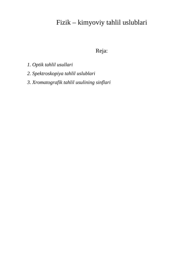 Fizik – kimyoviy tahlil uslublari 1