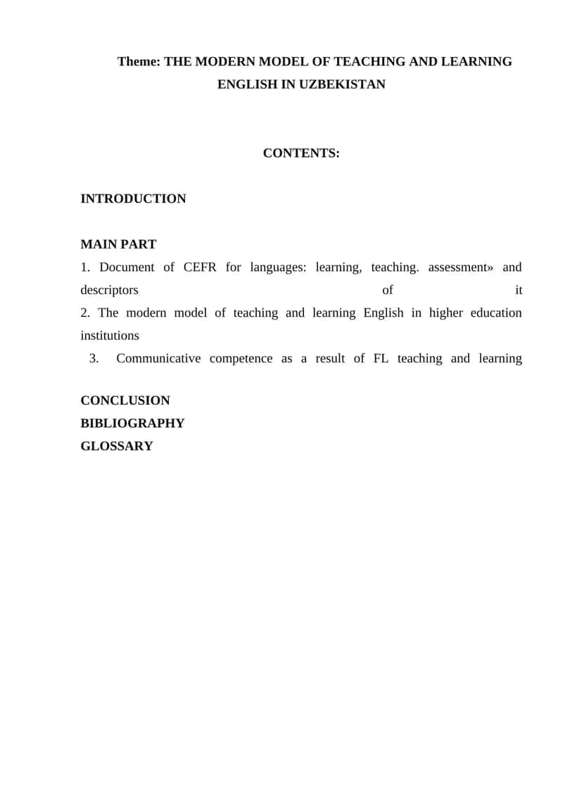 THE MODERN MODEL OF TEACHING AND LEARNING ENGLISH IN UZBEKISTAN 1