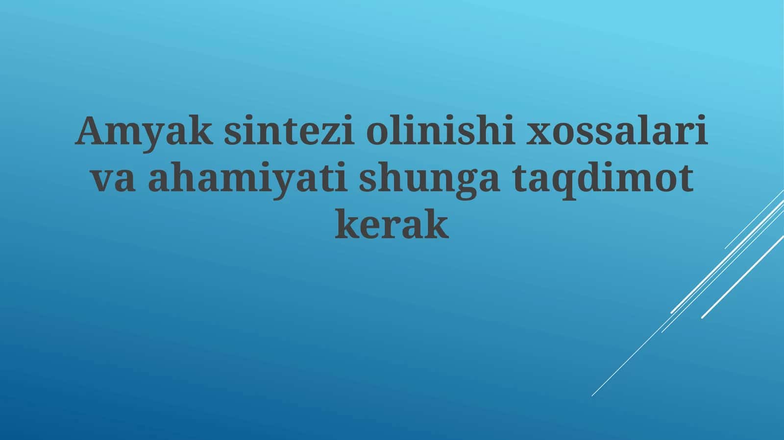 Ammiak sintezi jarayoni 1