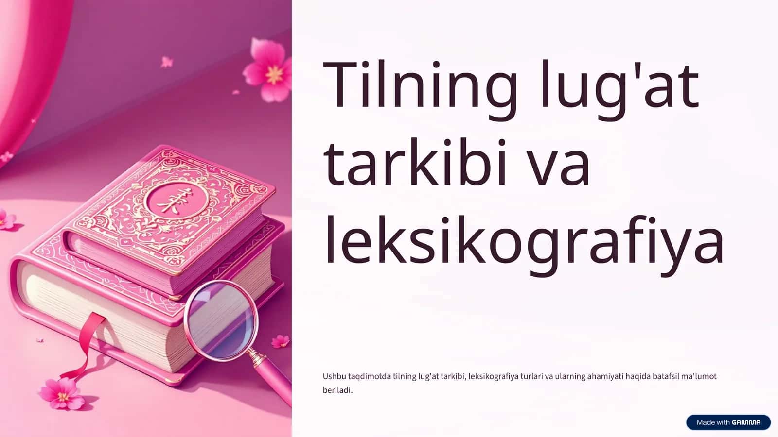 Tilning lug'at tarkibi va leksikografiya 1