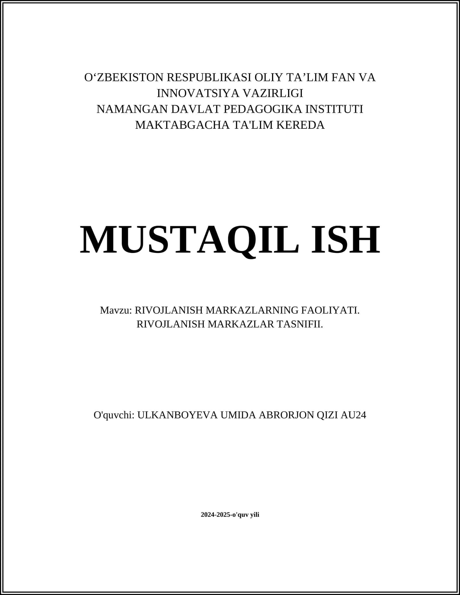Ta'limiy Rivojlanish Markazlari 1