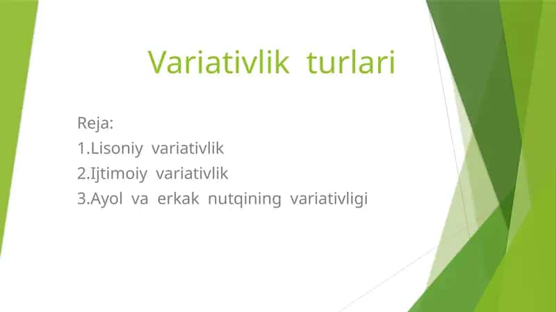 Variativlik turlari 1