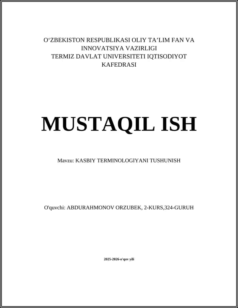 KASBIY TERMINOLOGIYANI TUSHUNISH 1