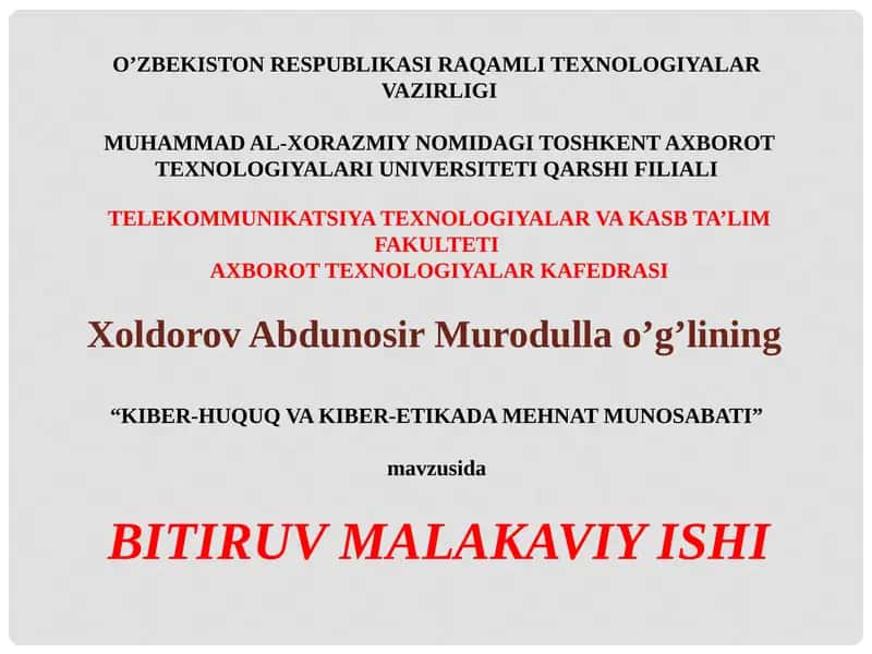 KIBER-HUQUQ VA KIBER-ETIKADA MEHNAT MUNOSABATI 1