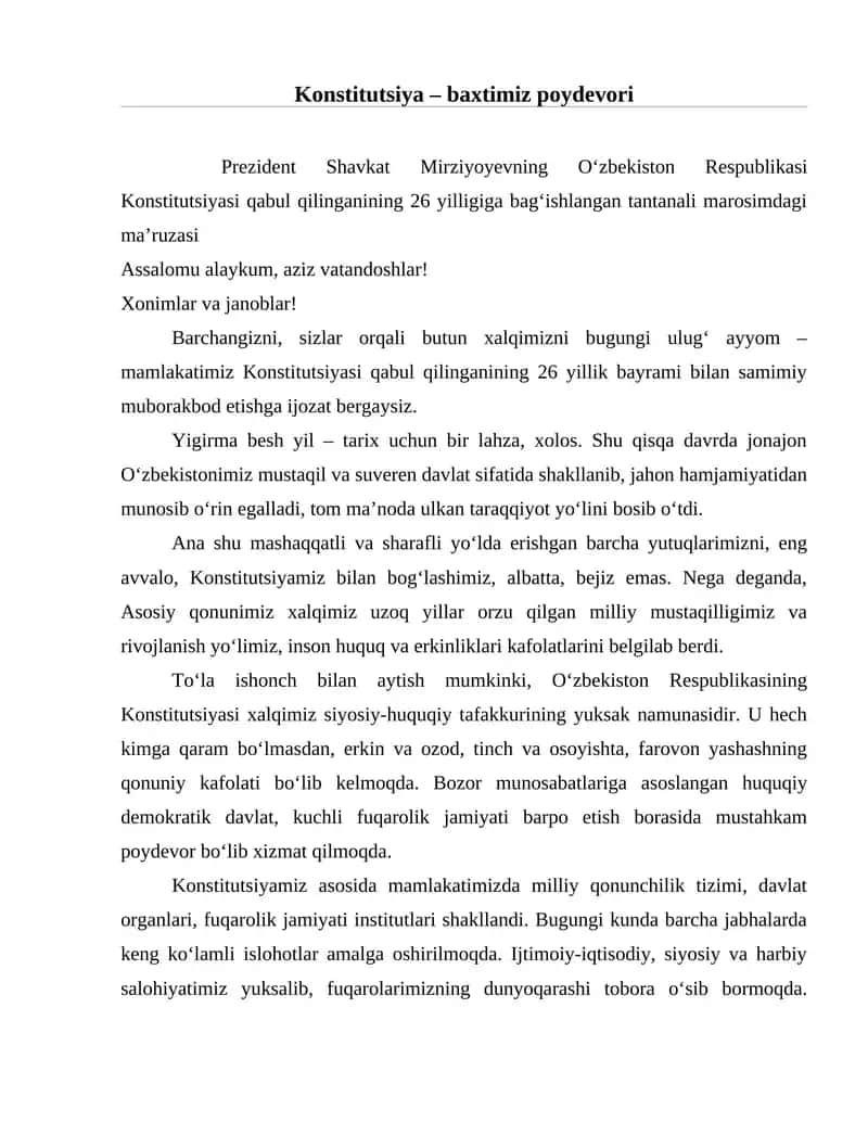 O‘zbekiston Respublikasi Konstitutsiyasi 1